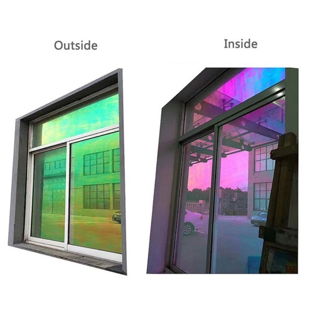 2/3/5 M One-Way Mirror Window Film Reflective Decorative Color Changing  Iridescent Window Tint